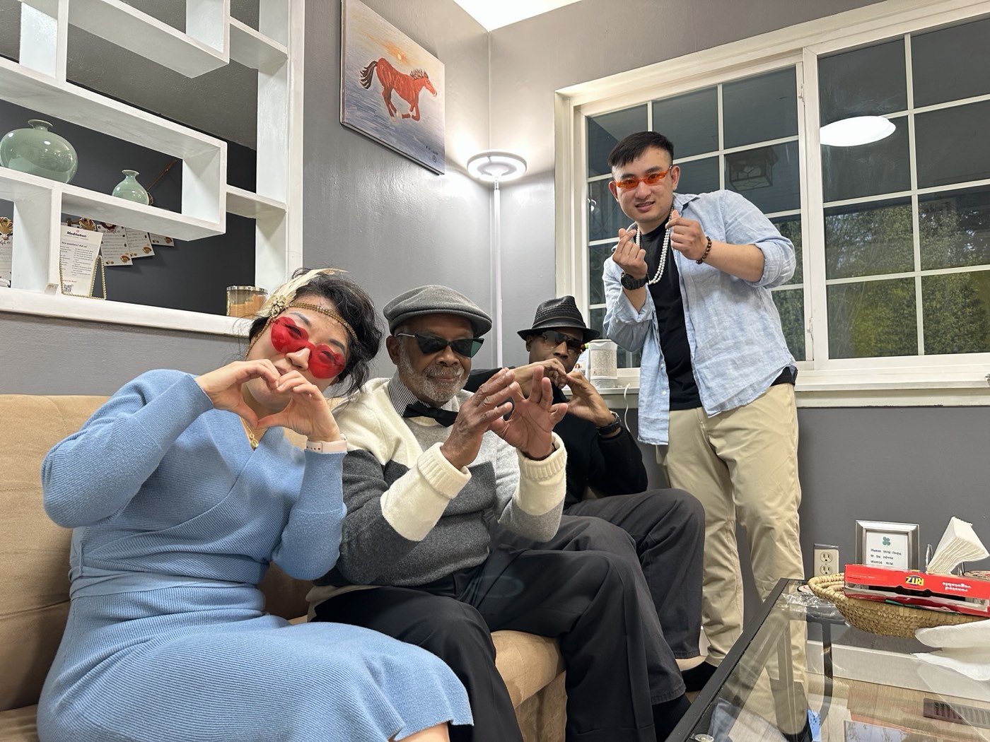 Members dressed up for a celebration in the center lounge